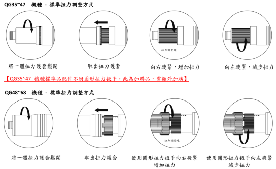 QG系列调整扭力 QG系列调整扭力