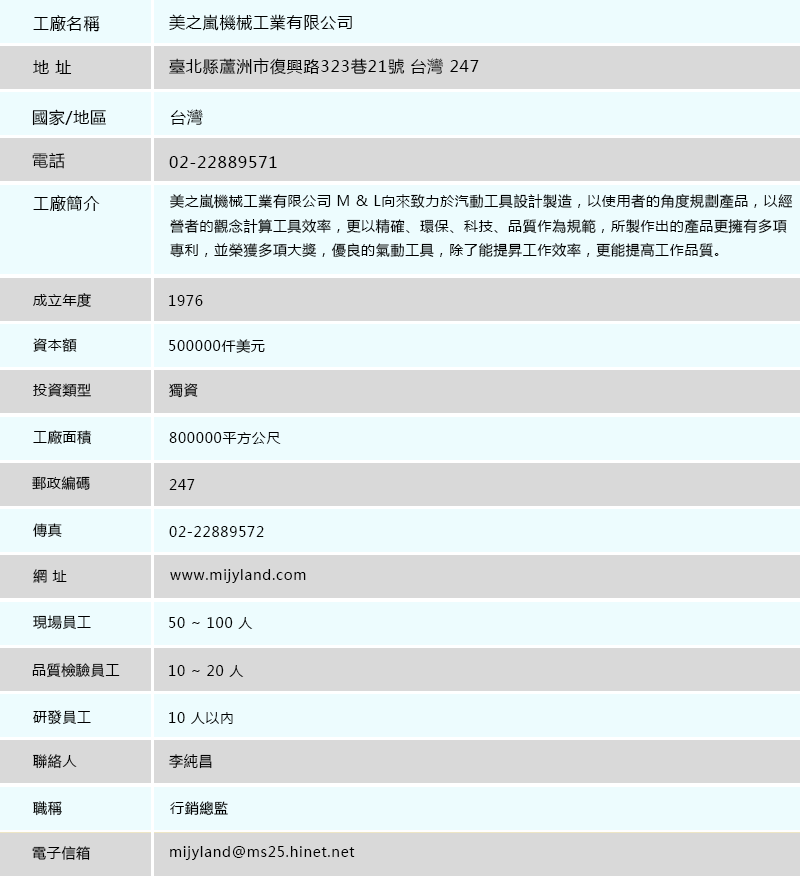 美之嵐機械工業有限公司